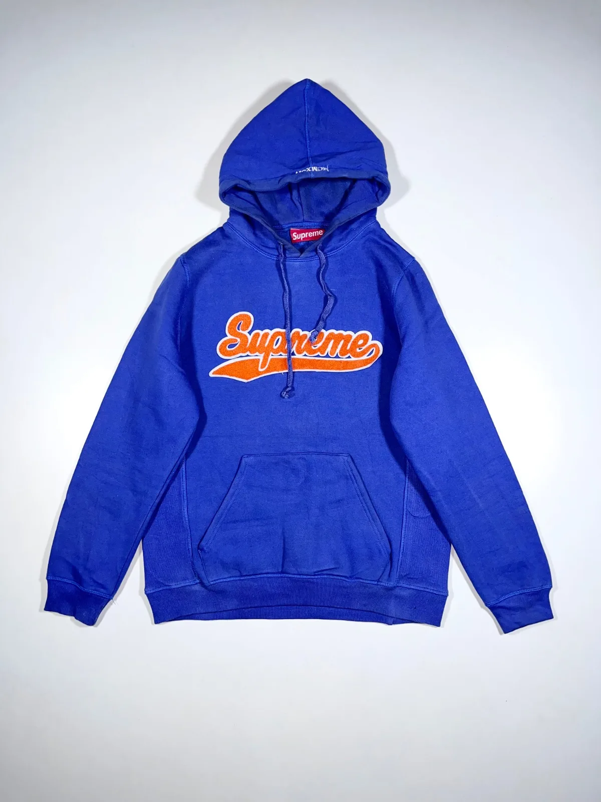 Supreme Royal Blue & Orange Script Logo Hoodie