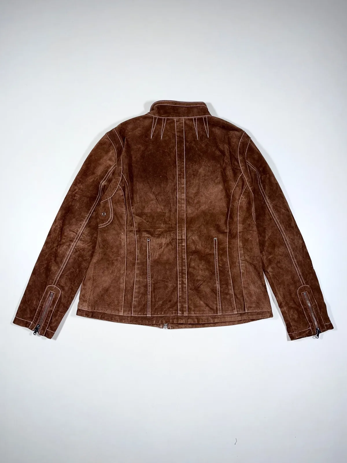 Vintage Linea Tesini Brown Suede Leather Biker Jacket — photo 4