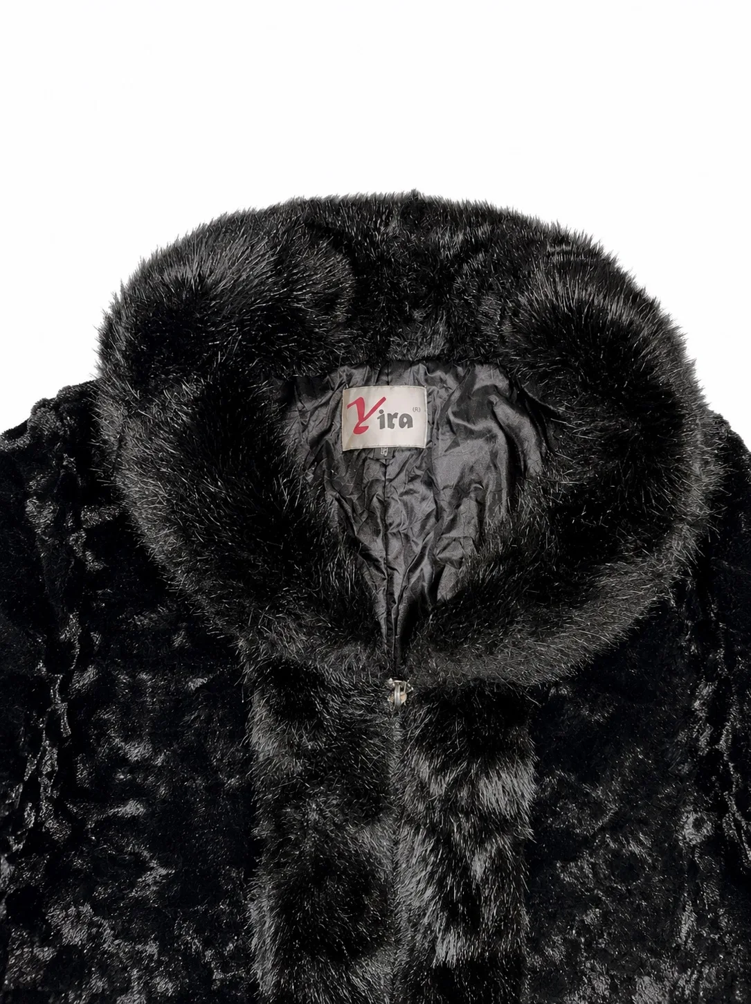 Yira Textured Black Fur Coat — photo 2