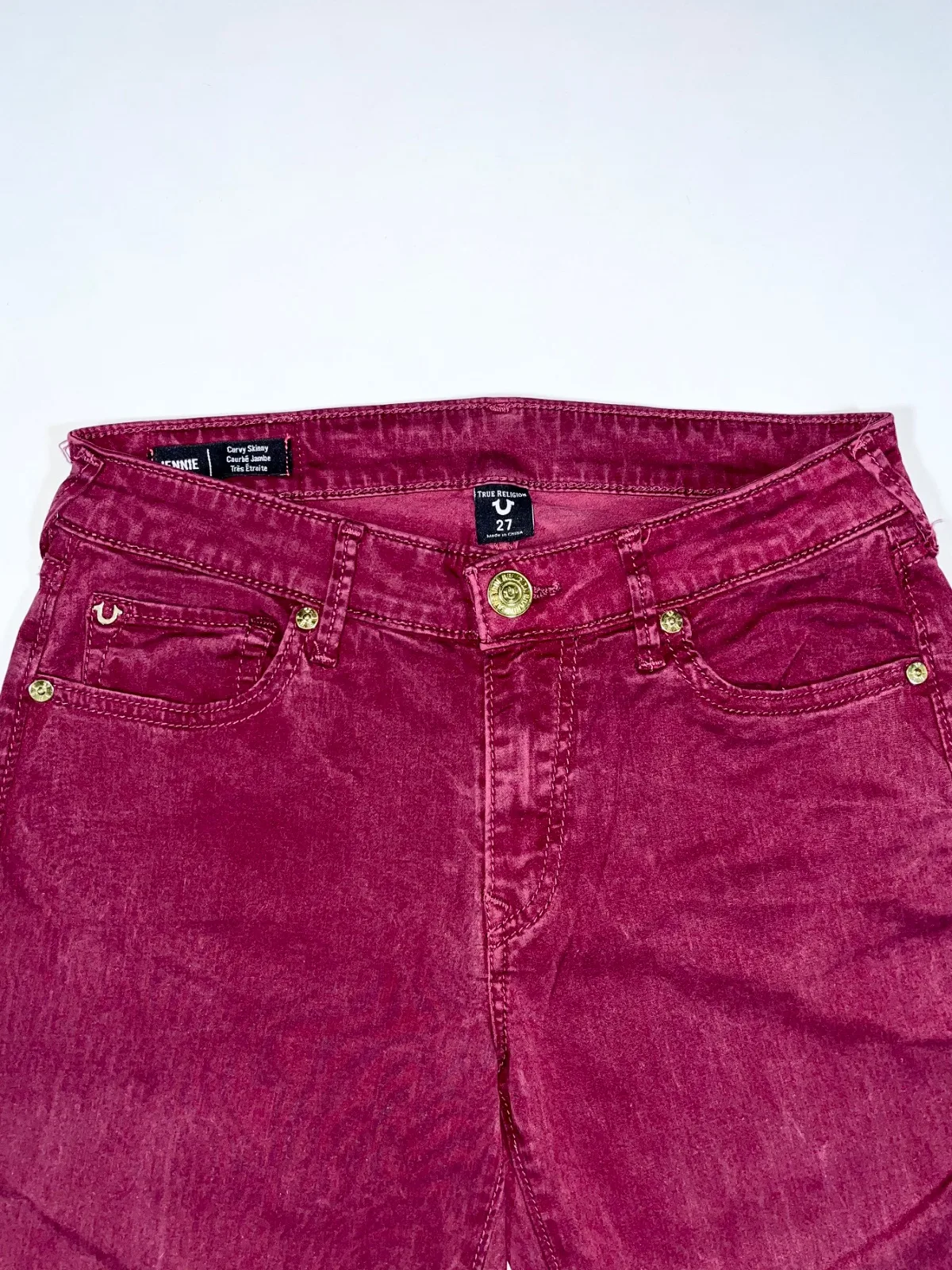 True Religion Jennie Curvy Skinny Jeans – Burgundy Maroon Y2K Denim — photo 3