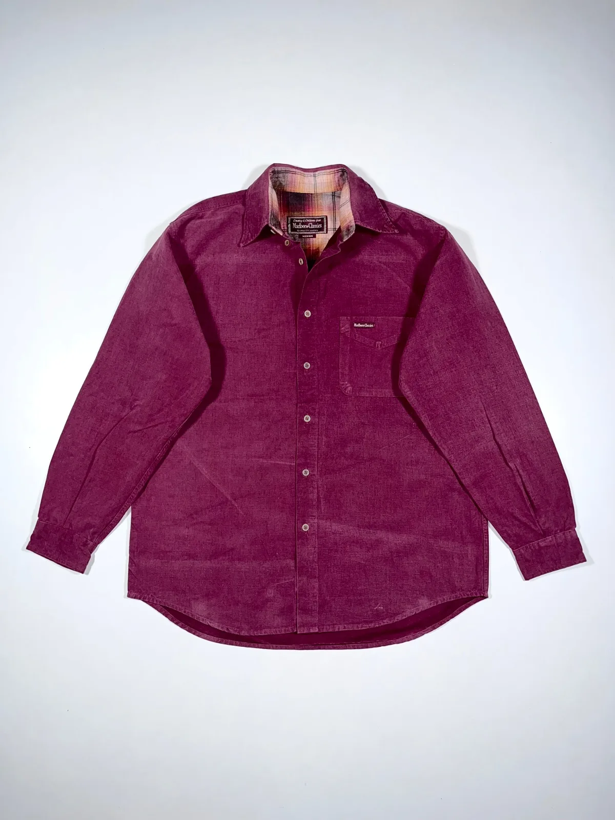 Vintage Marlboro Classics Burgundy Workwear Shirt | Plaid-Lined Cotton Button-Up