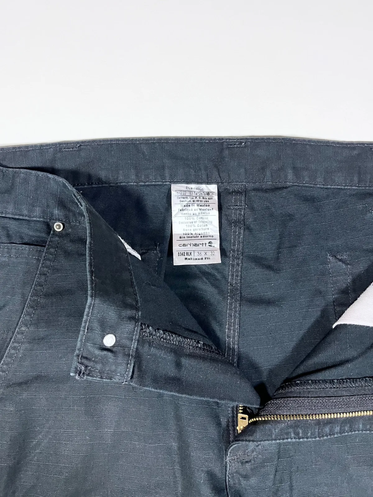 Vintage Carhartt B342-BLK Black Ripstop Cargo Work Pants — photo 3