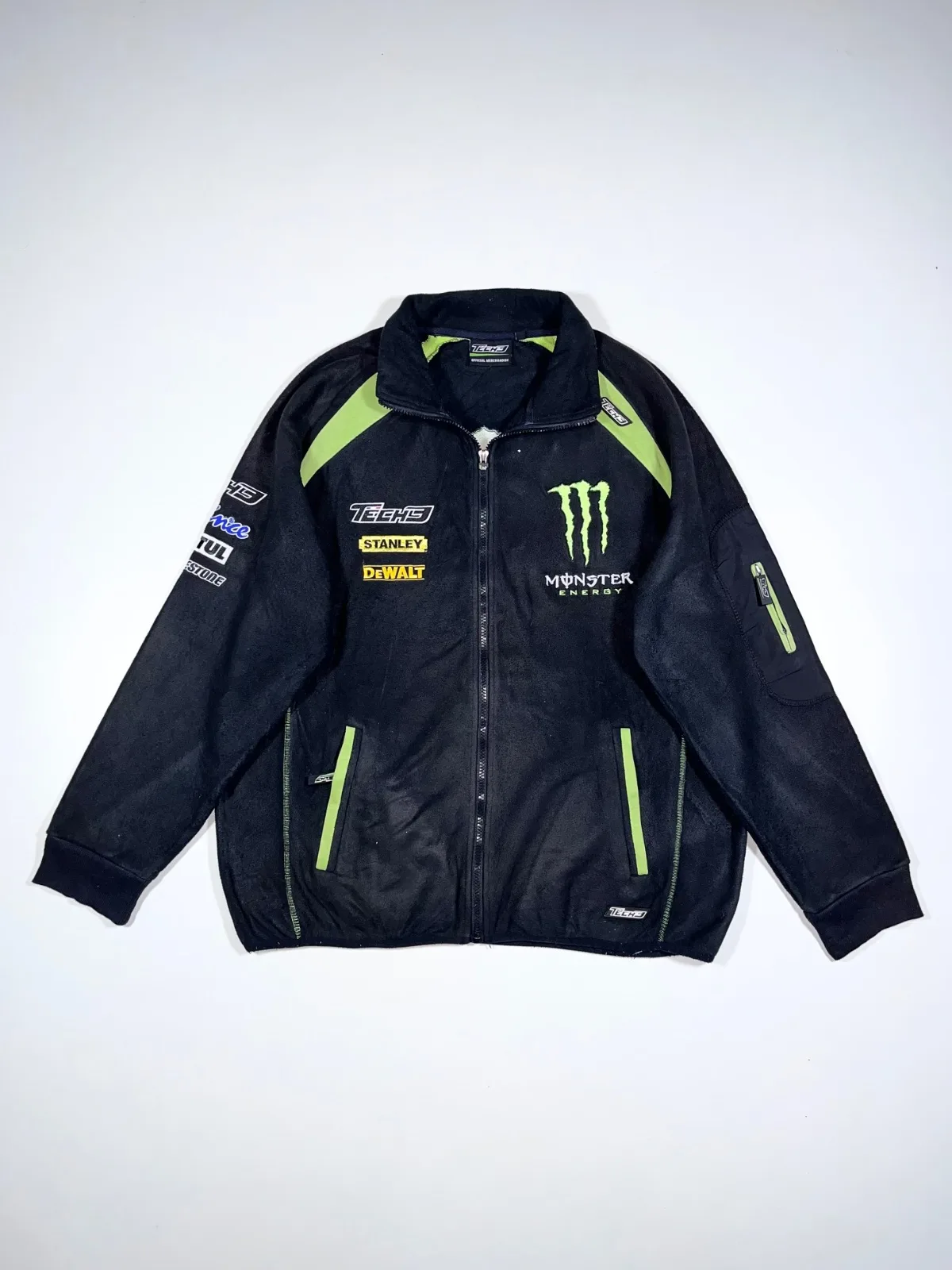 Vintage Monster Energy × Tech3 Racing Jacket – Black/Neon Green MotoGP Style