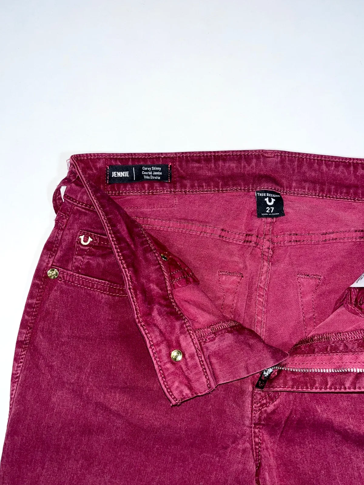 True Religion Jennie Curvy Skinny Jeans – Burgundy Maroon Y2K Denim — photo 4