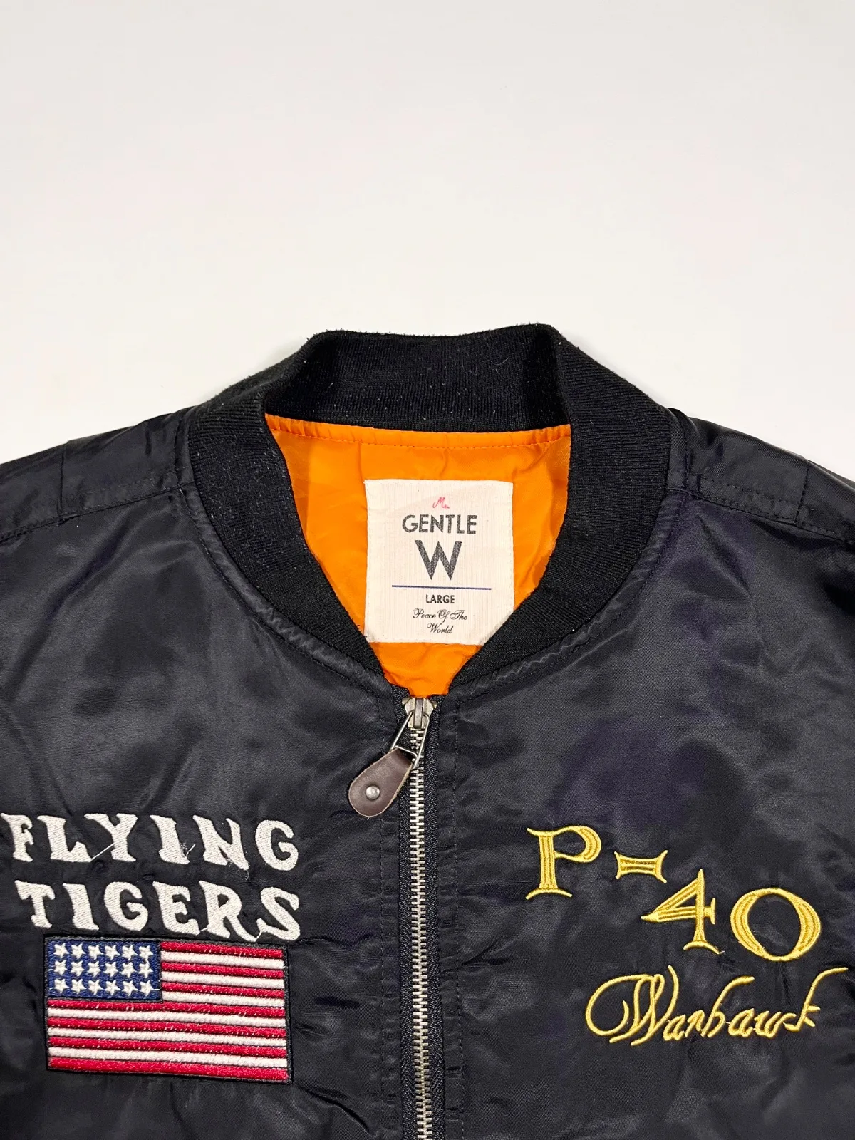 Vintage Gentle W Flying Tigers P-40 Warhawk MA-1 Flight Bomber Jacket — photo 2