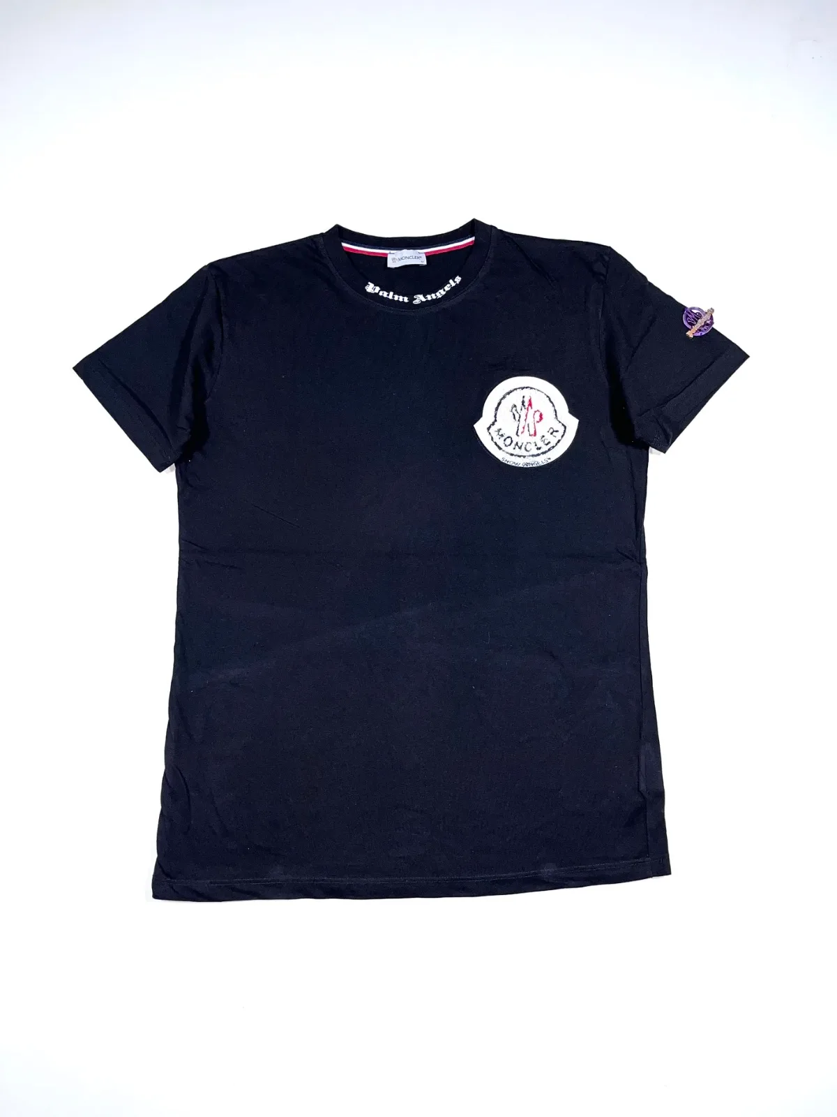 Moncler x Palm Angels “Snow Angels” Black T-Shirt — Logo Patch