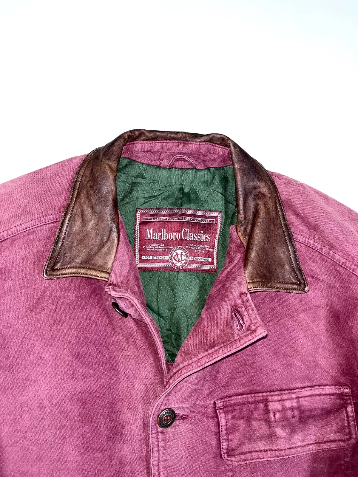 Vintage Marlboro Classic 90s Leather Collar Workwear Jacket — photo 2