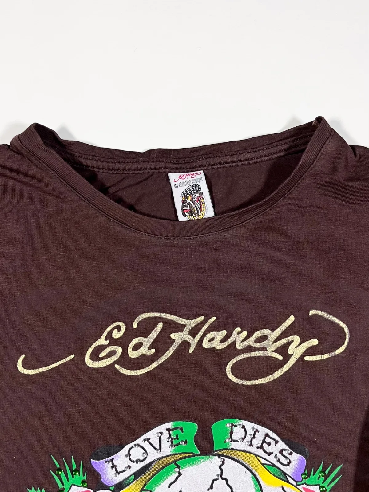 Vintage Ed Hardy by Christian Audigier “Love Dies Hard” Skull & Roses Long Sleeve T-Shirt — photo 2