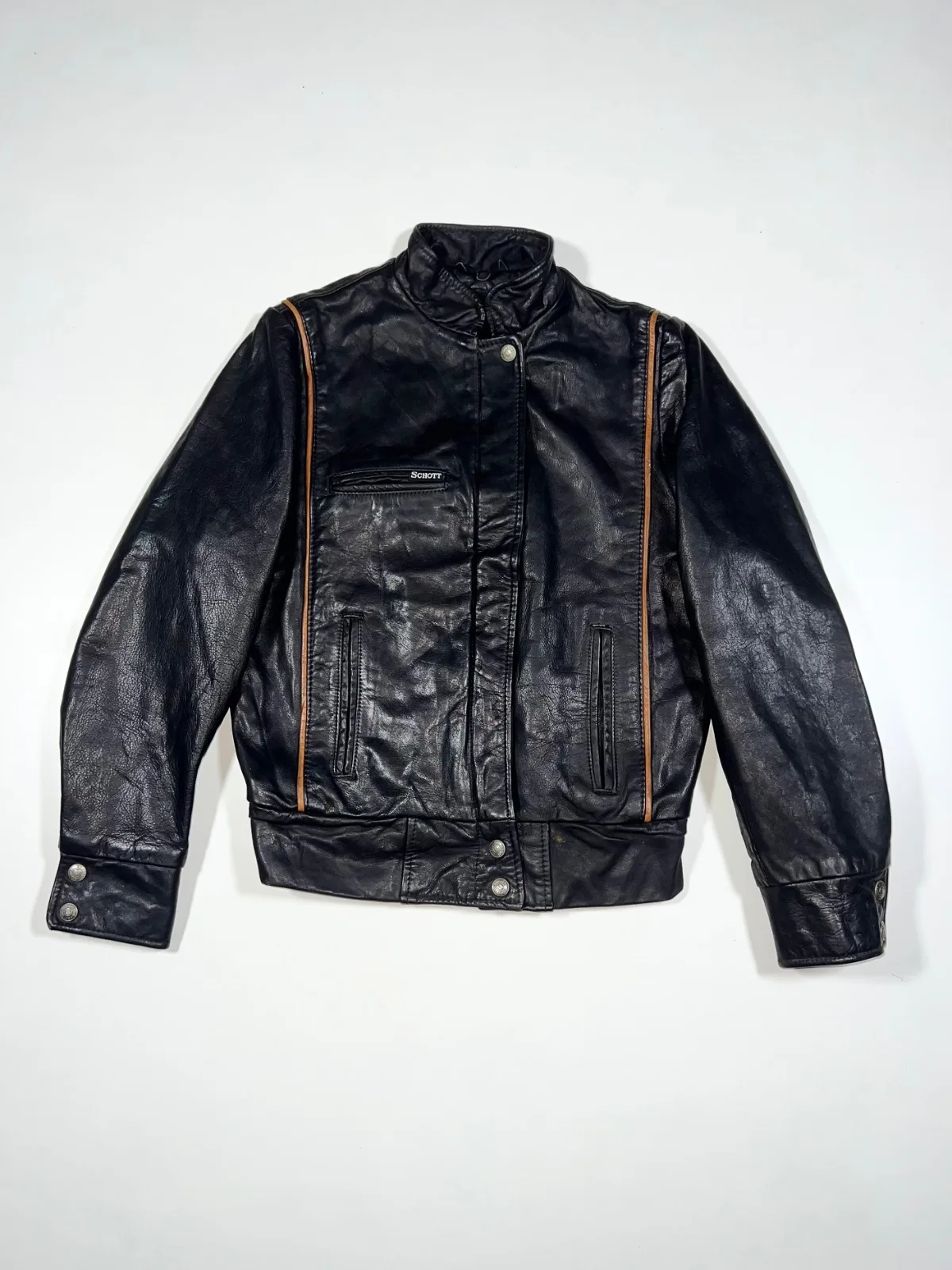 Vintage 90s Schott  NYC Cafe Racer Leather Jacket