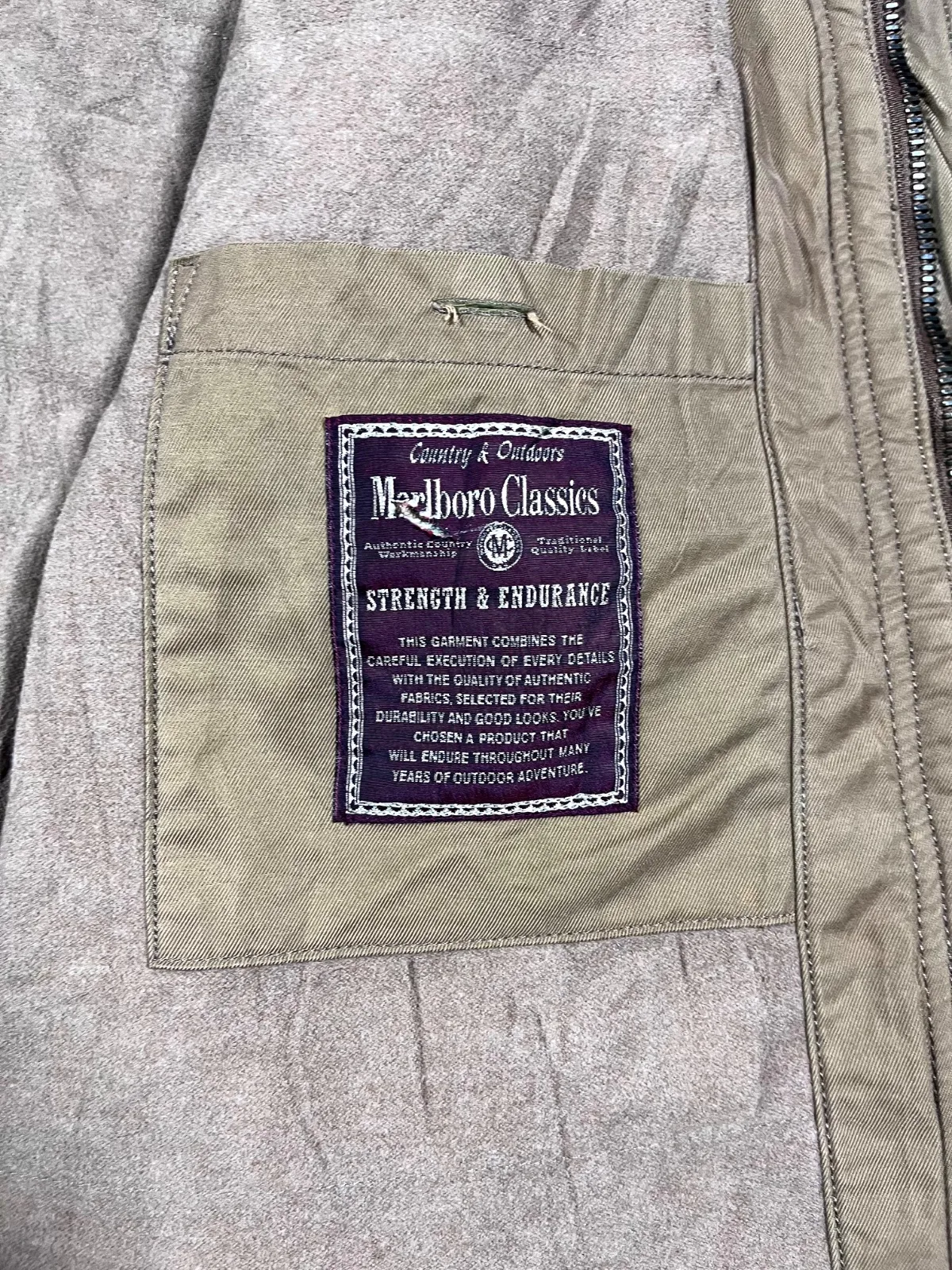 Vintage Marlboro Classics Country & Outdoors Jacket – Tan Canvas with Genuine Leather Collar — photo 3