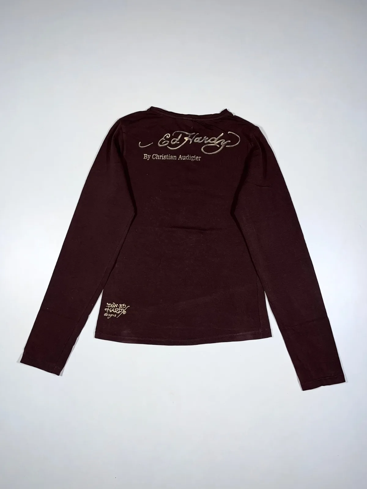 Vintage Ed Hardy by Christian Audigier “Love Dies Hard” Skull & Roses Long Sleeve T-Shirt — photo 5