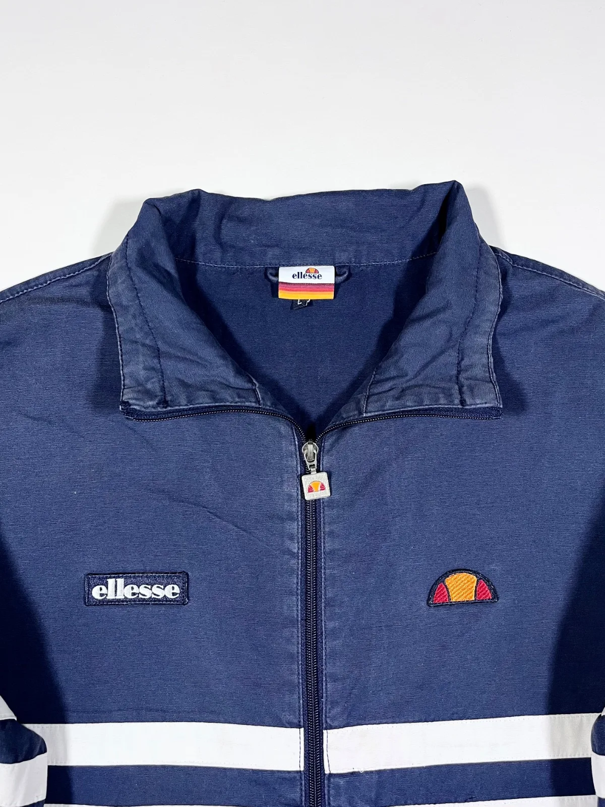 Vintage Ellesse Navy Blue Track Jacket – White Stripe Y2K Sportswear — photo 2