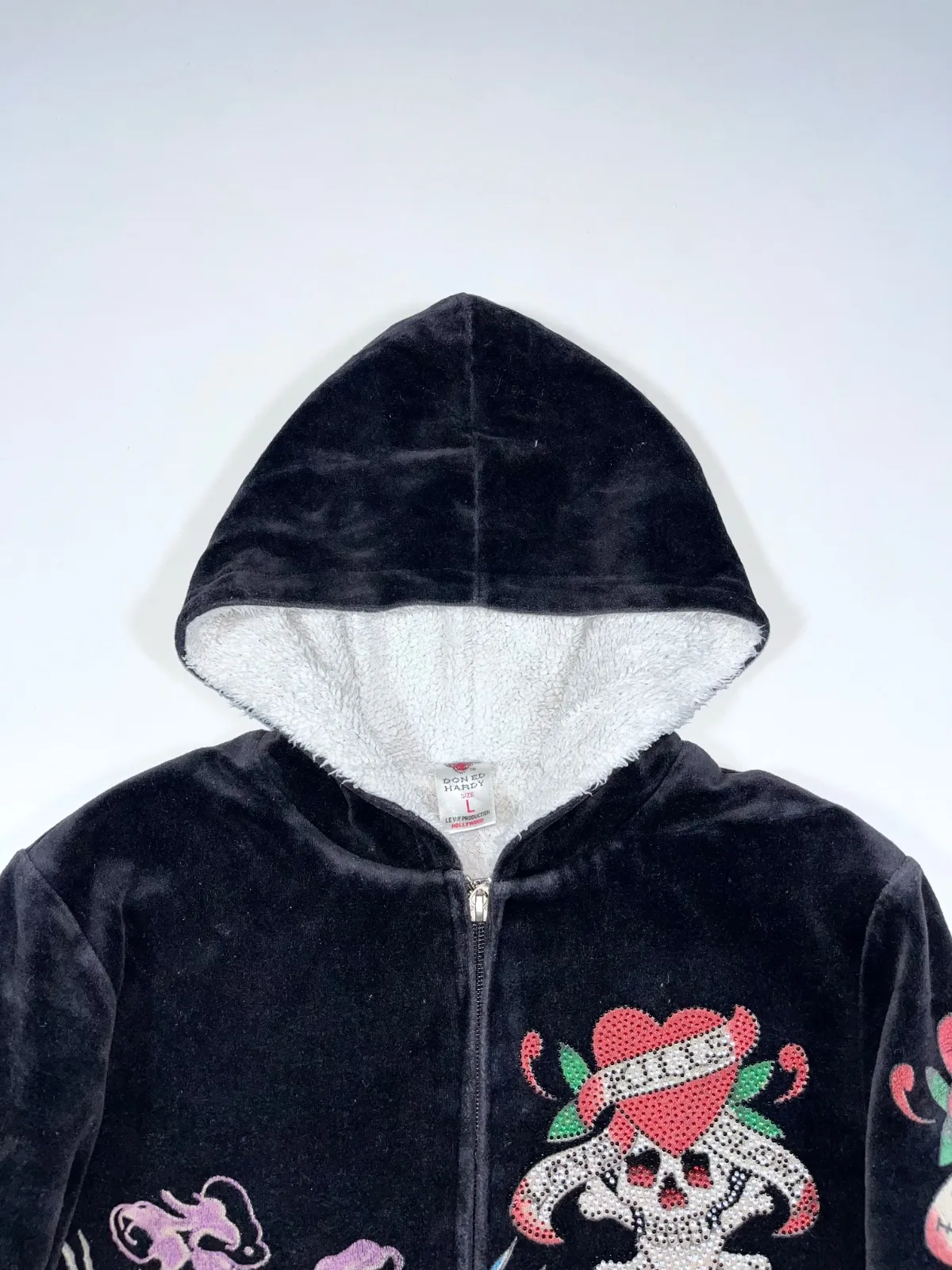 Vintage Ed Hardy Christian Audigier Velour Zip-Up Hoodie – Skull & Dragon Y2K — photo 2