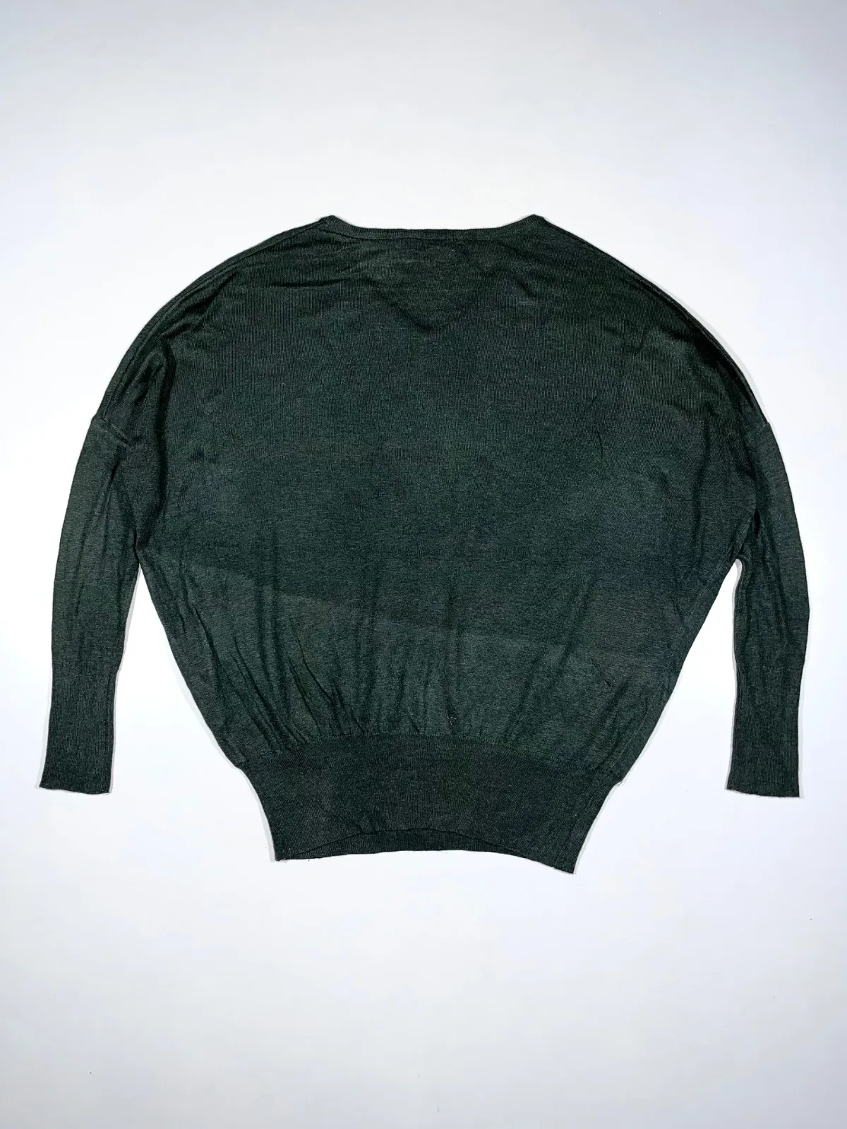 MOUSSY Dark Green V-Neck Knit Oversized Sweater | Japanese Minimalist Style — photo 4