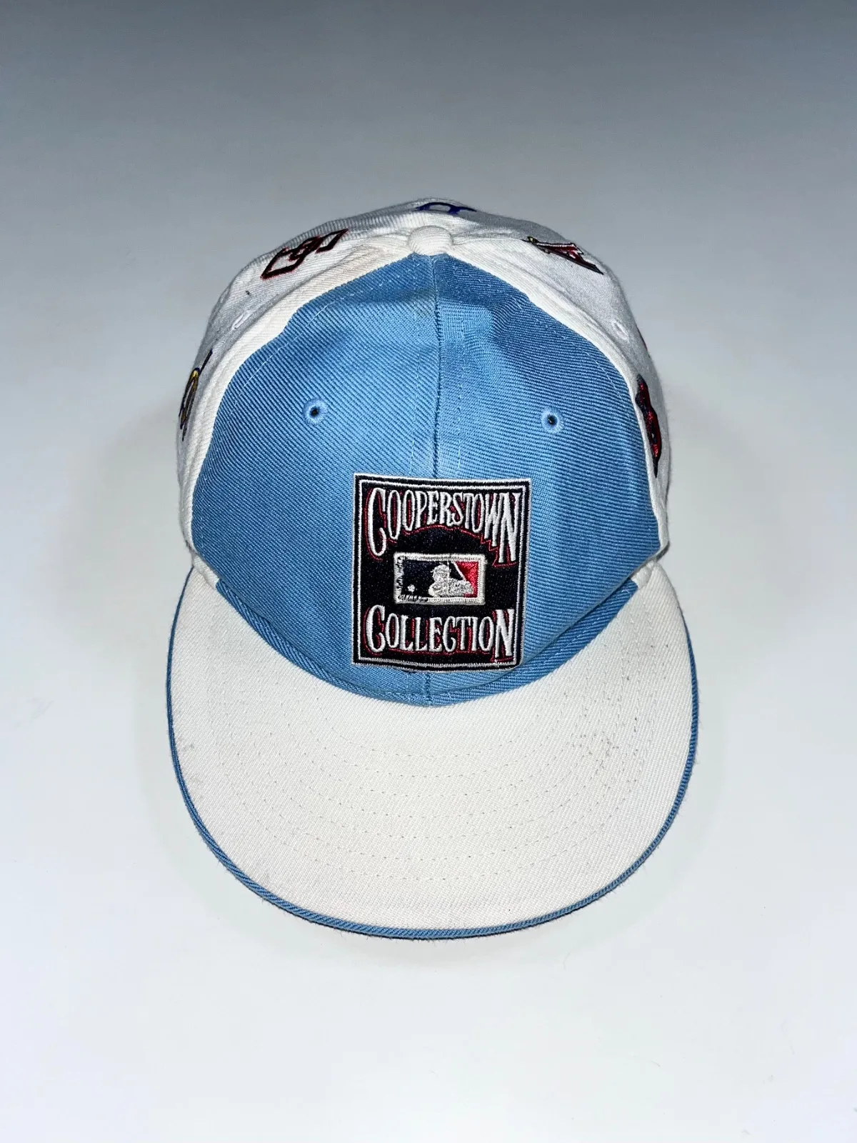 Vintage 90s MLB Cooperstown Collection All-Over Logo Fitted Cap – 7 5/8