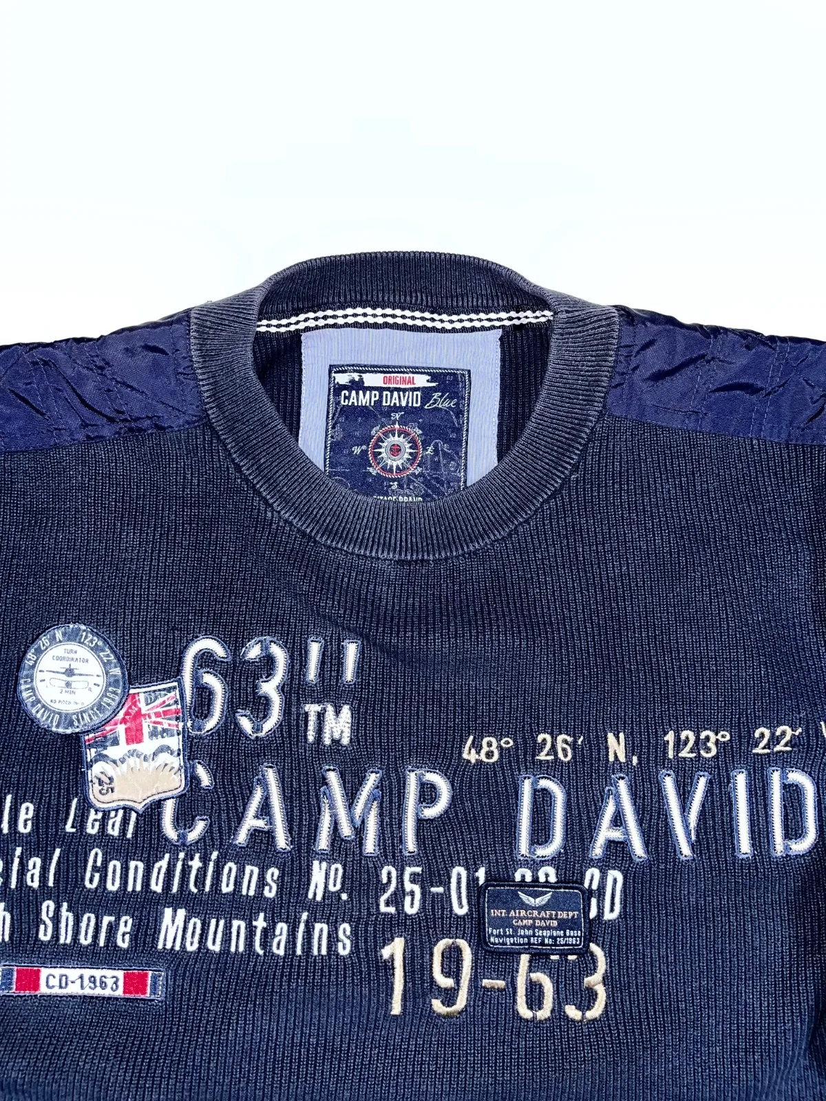 Vintage Camp David Blue Crewneck Knit Sweater – 1963 Aviation Graphic — photo 2