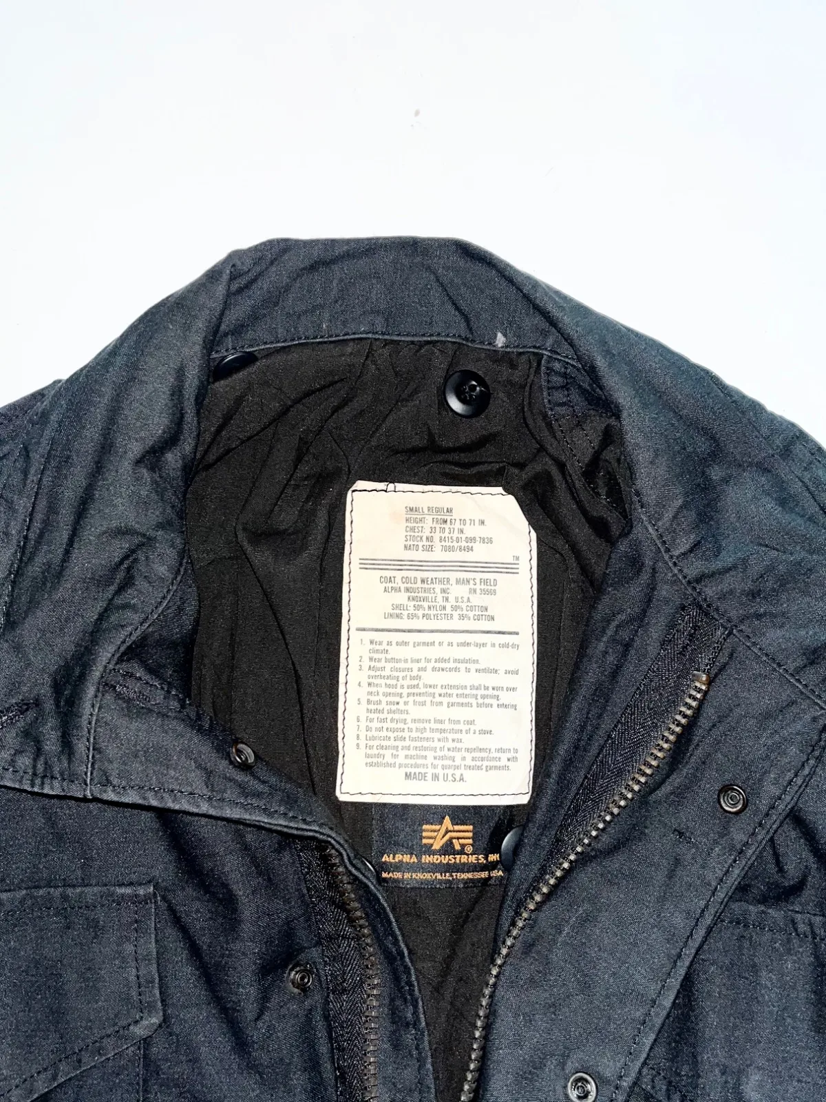 Vintage Alpha Industries M-65 Field Jacket – Black Military Utility Coat — photo 2