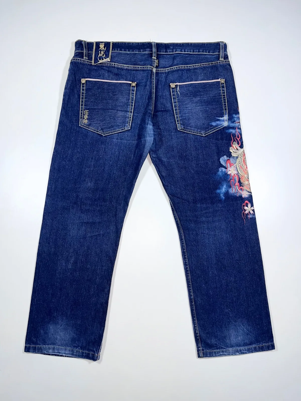 Vintage Japanese Wagara Dragon Embroidery Indigo Denim – Straight Fit — photo 5