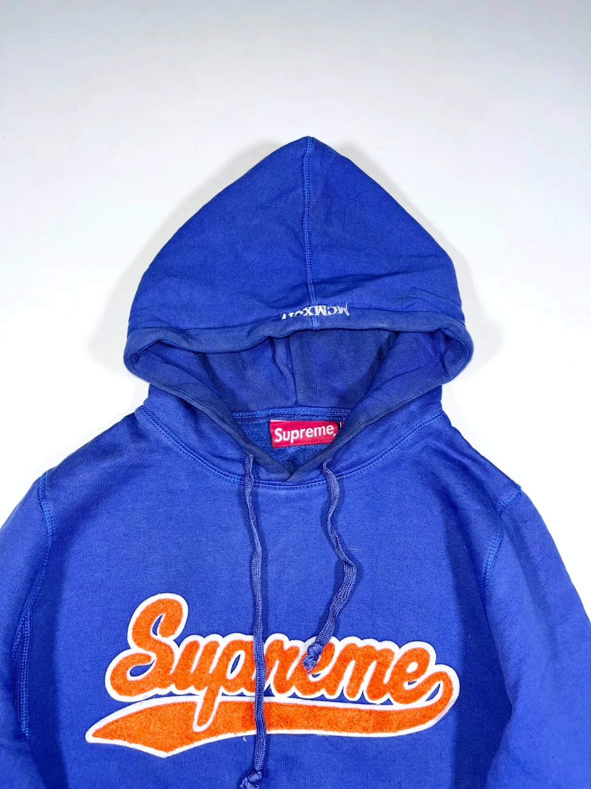 Supreme Royal Blue & Orange Script Logo Hoodie — photo 2