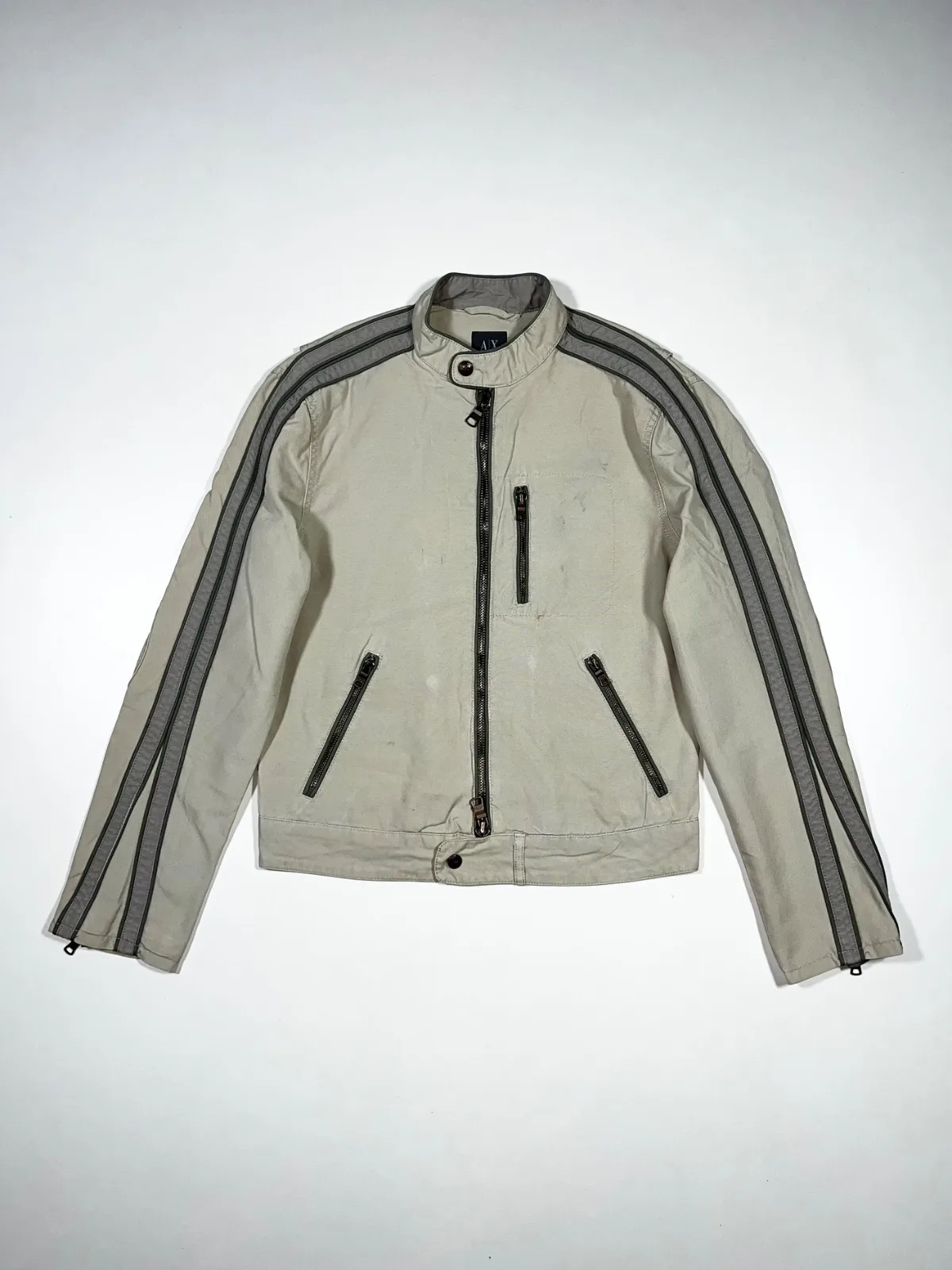 A|X Armani Exchange Moto Style Striped Y2K Jacket