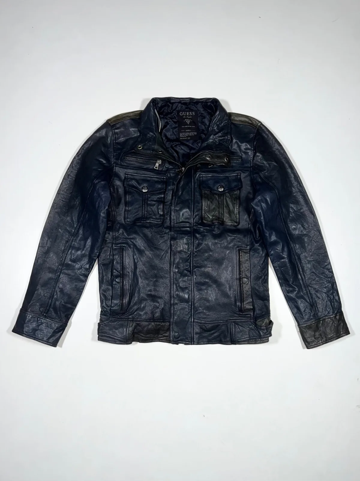Vintage Guess Utility Military Leather Jacket