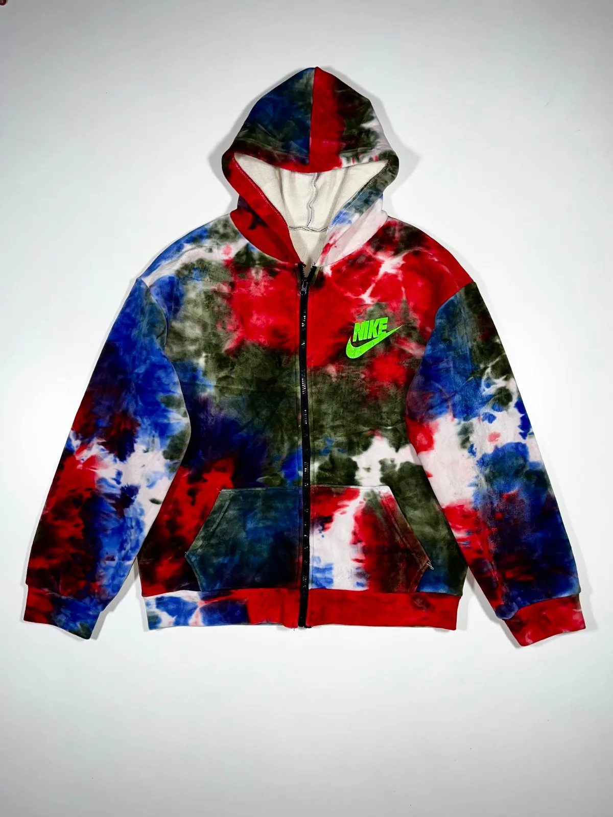 Vintage Nike Multi Colour Tie Dye Zip-Up Hooded Jacket