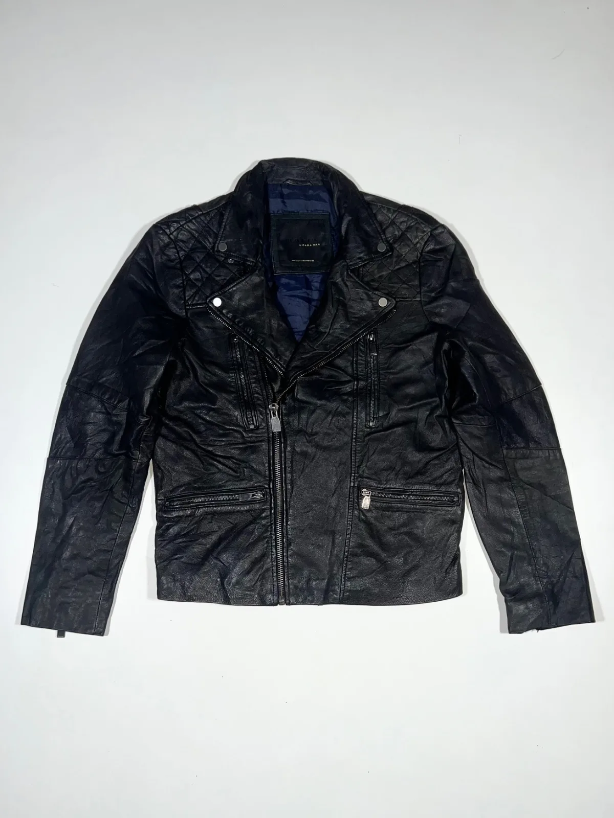 Vintage Zara Man Black Tag Leather Jacket