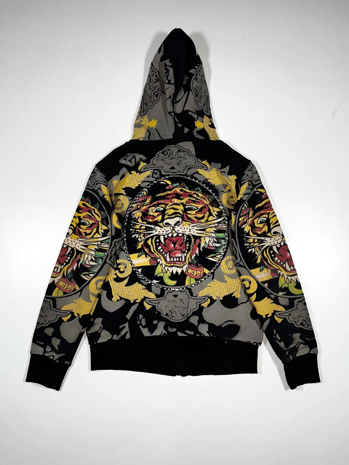 Vintage Y2K Ed Hardy By Christian Audiger Rine Stone Tiger Zip-Up Hooded Jacket — photo 4