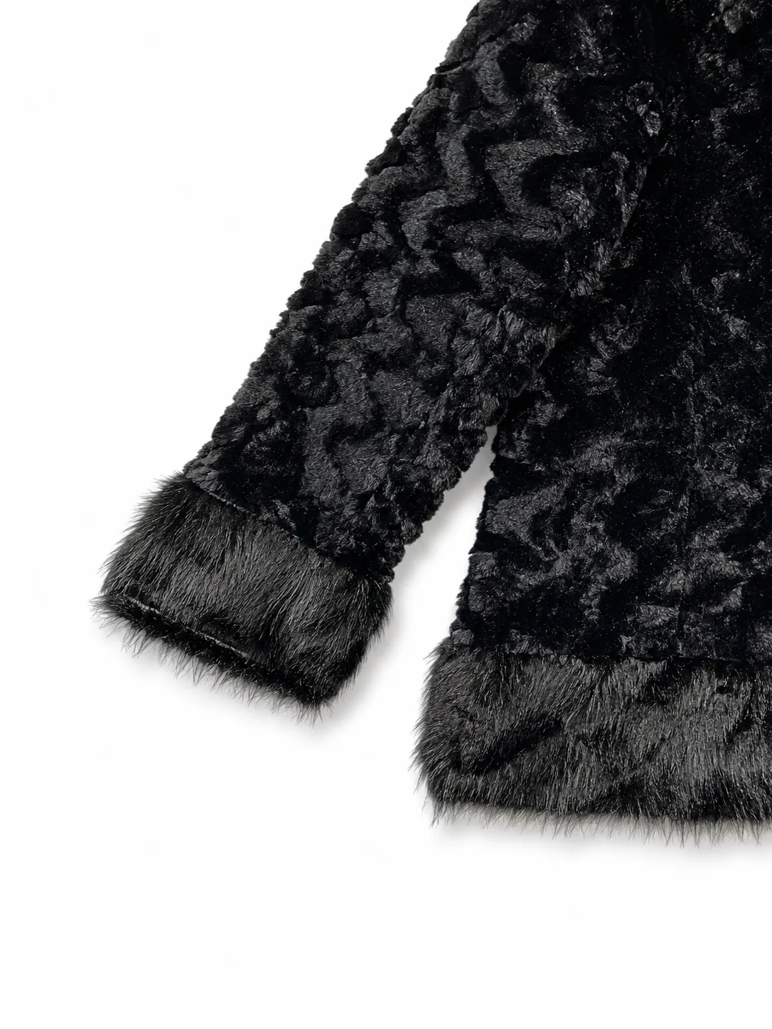 Yira Textured Black Fur Coat — photo 4