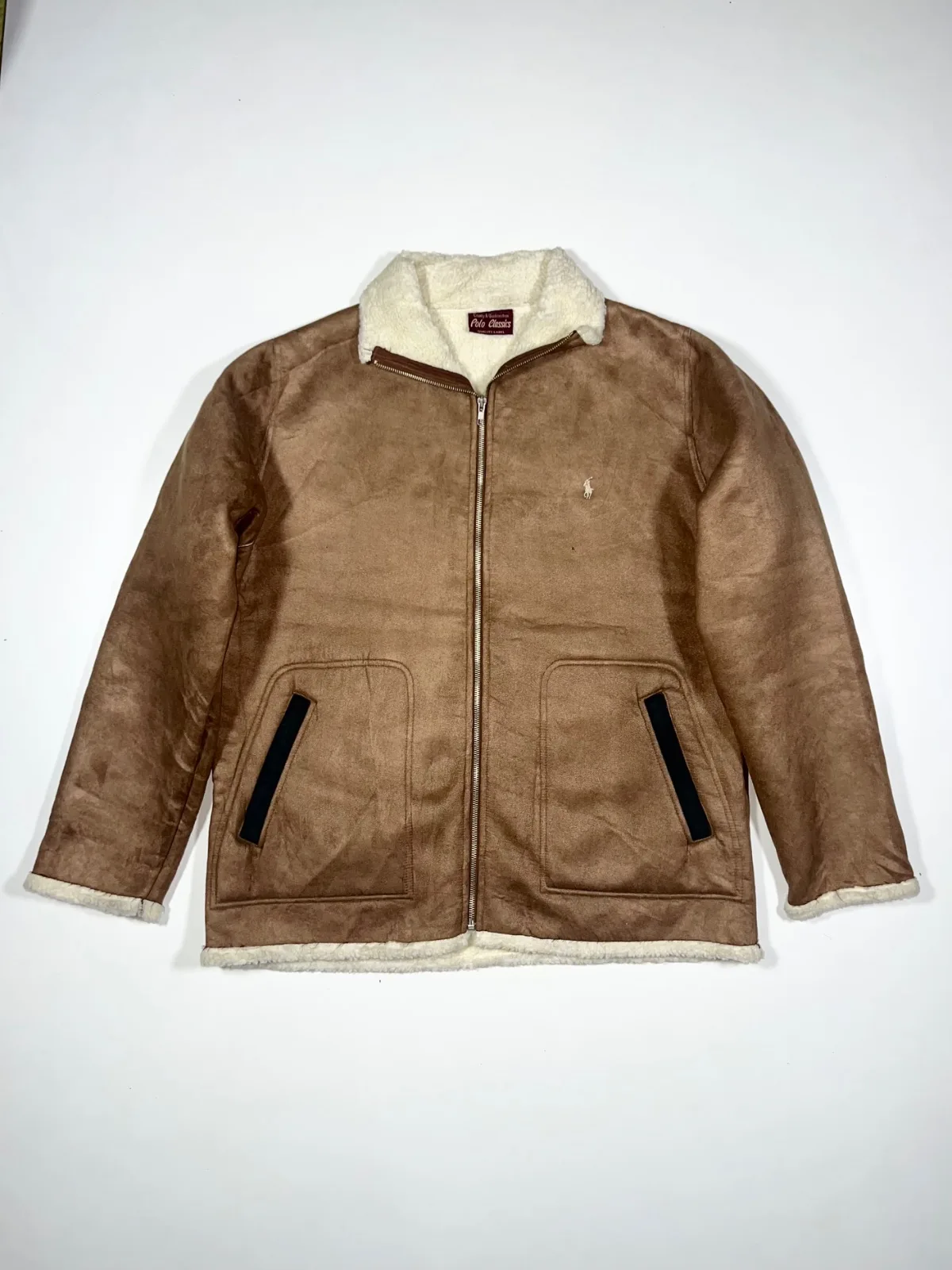 Polo Classic Sued Leather Jacket Fur Inside