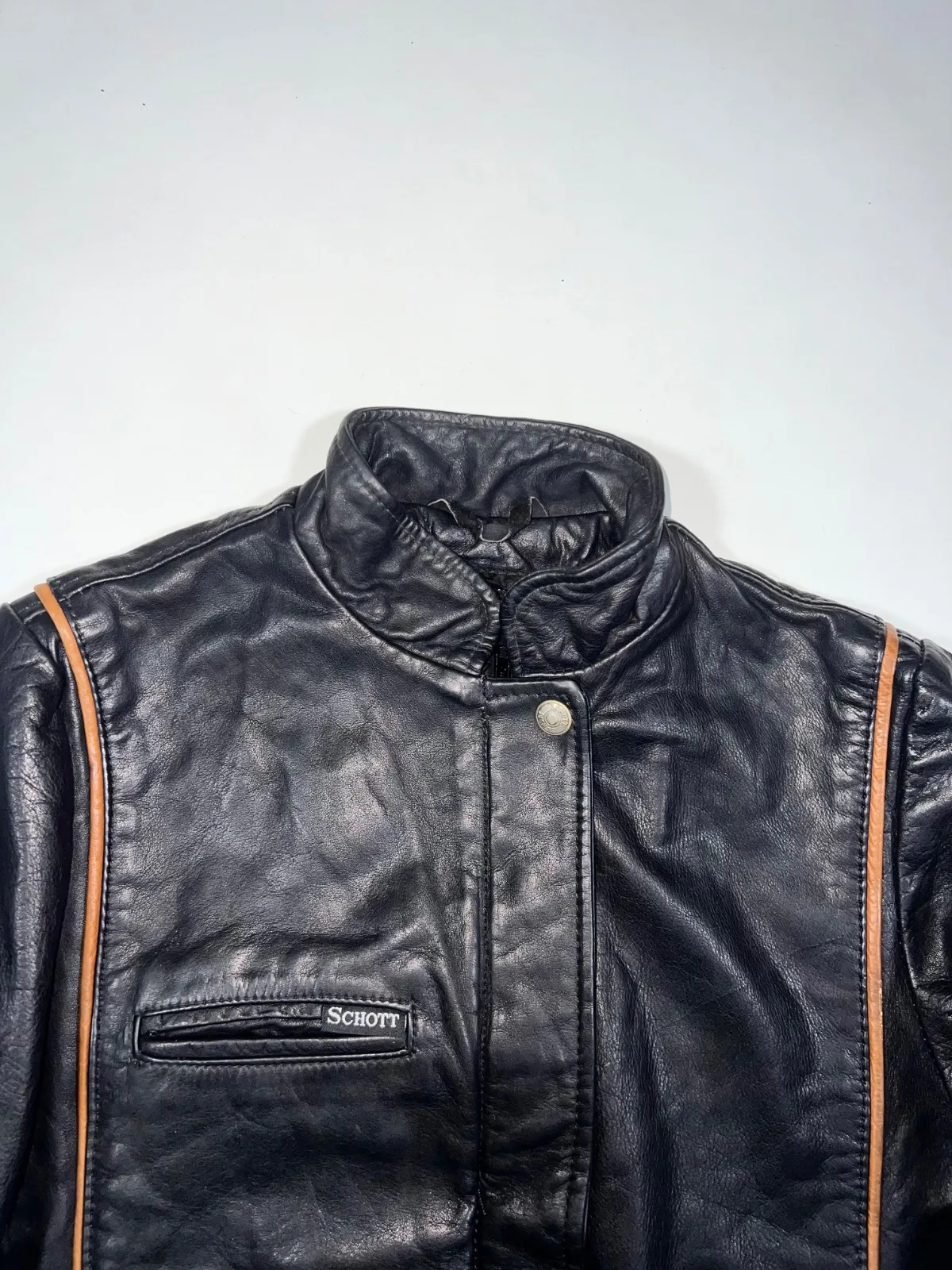 Vintage 90s Schott NYC Cafe Racer Leather Jacket — photo 2