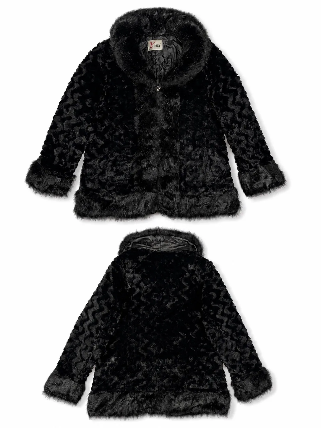 Yira Textured Black Fur Coat — photo 5
