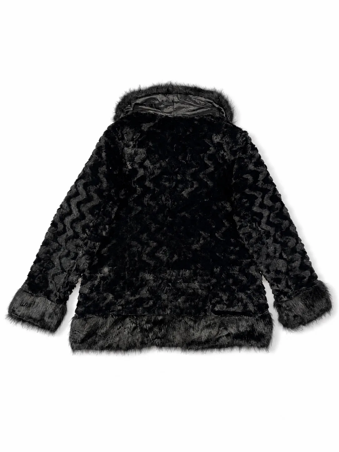 Yira Textured Black Fur Coat — photo 3