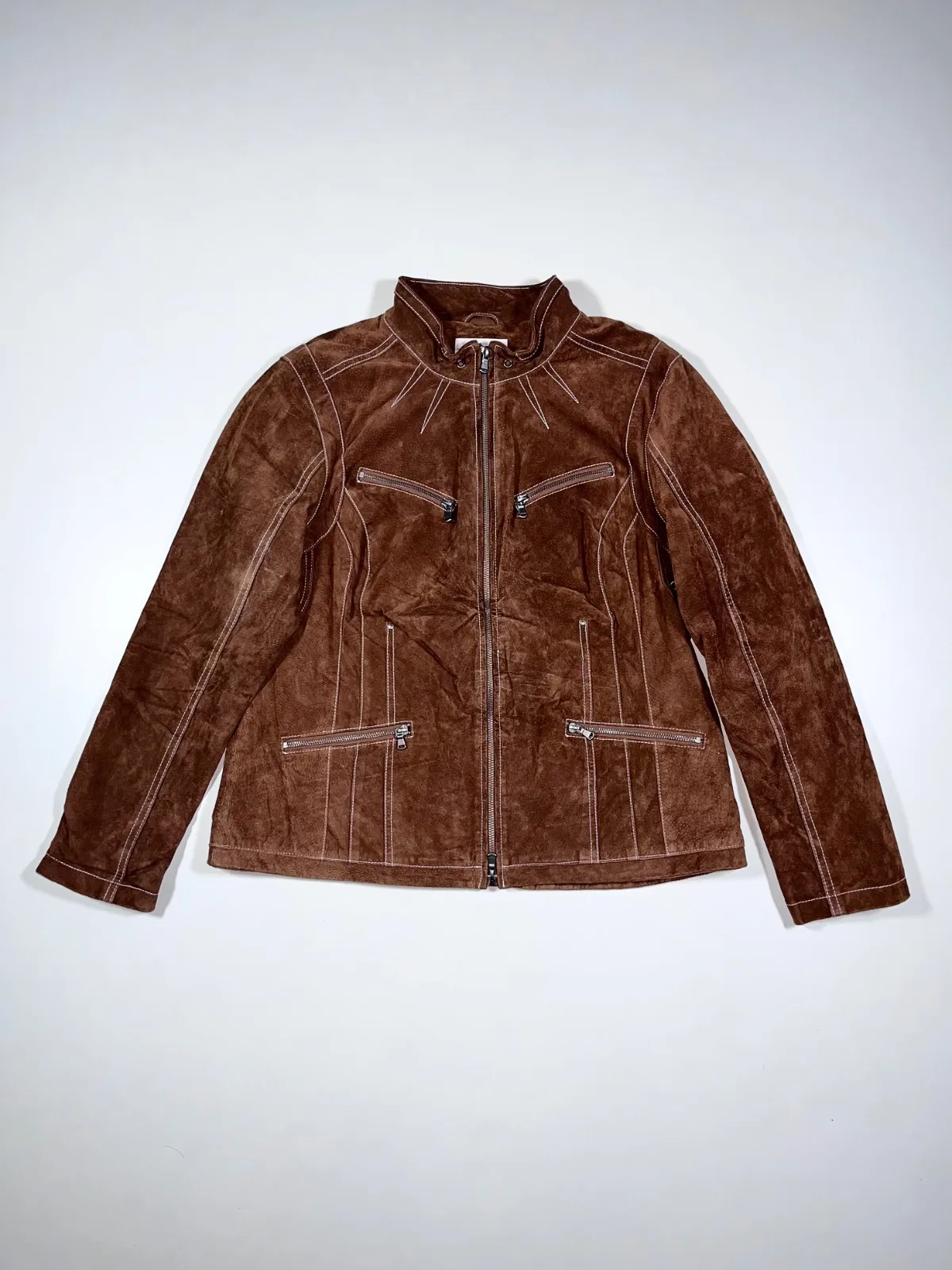 Vintage Linea Tesini Brown Suede Leather Biker Jacket